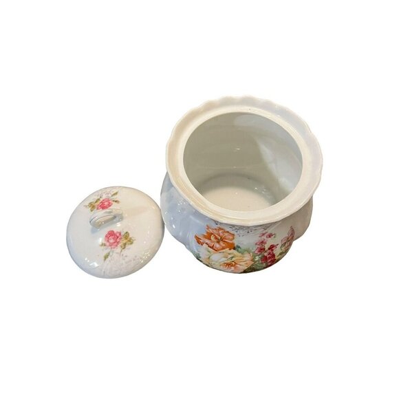 Vintage Floral Candy/Sugar Dish Biscuit Jar with Lid Floral Pattern Antique - Picture 9 of 16